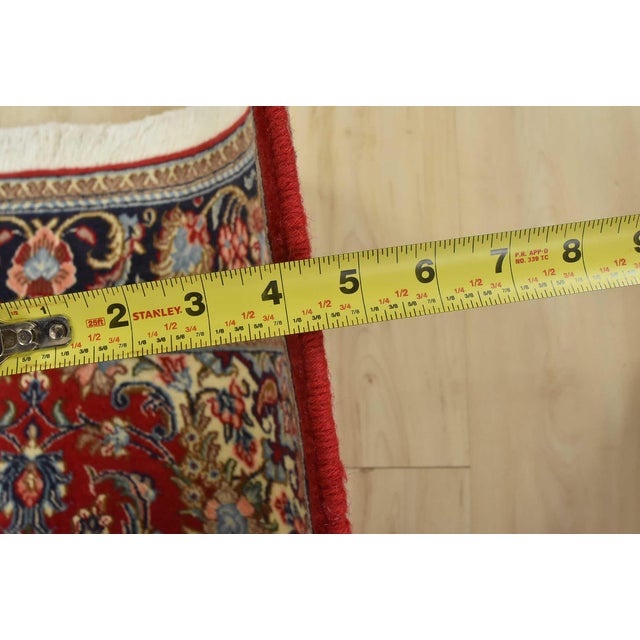 Fine Qom Rug 3’5” X 4’10” Red Wool/Silk Traditional Hand-Knotted Carpet For Sale - Image 10 of 12