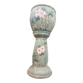 1940s Art Nouveau-Style Floral Jardinière on Pedestal For Sale