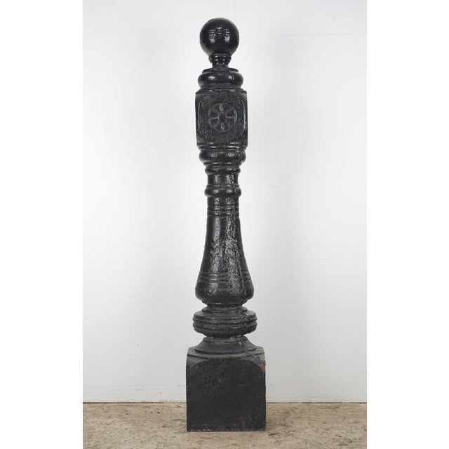 Pair of Antique Victorian 48.5 In. Black Cast Iron Newel Posts For Sale - Image 4 of 16