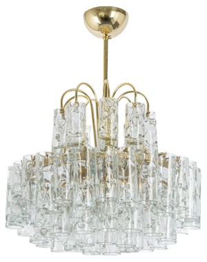 Murano Ice Glass Tubes Chandelier attributed to Doria, Germany, 1960s