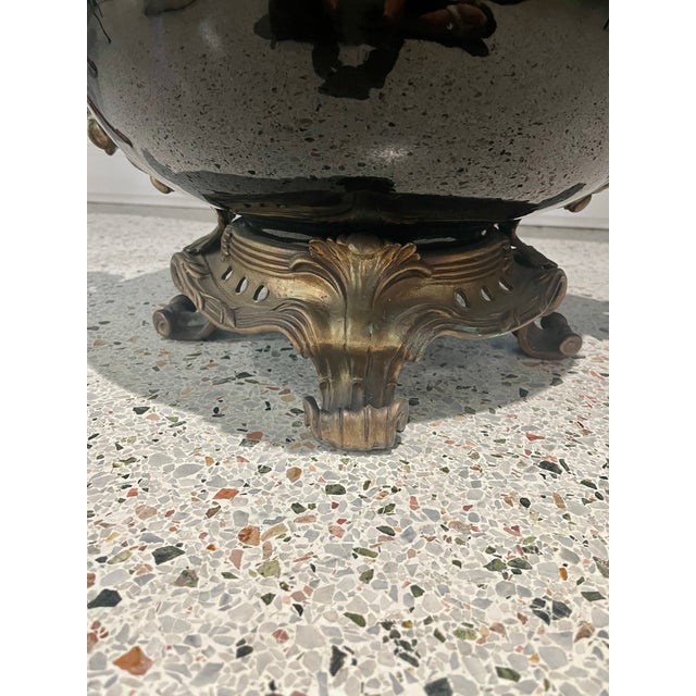 Metal Vintage Rococo Bronze-Patinated Jardinière / Centerpiece For Sale - Image 7 of 10