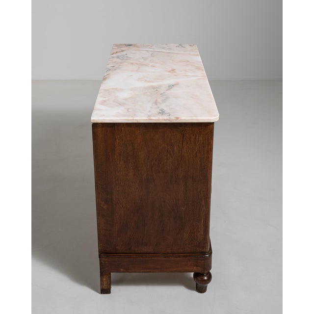 French Oak Marble-Top Chest of Drawers, Antique, France, 19th Century For Sale - Image 16 of 17