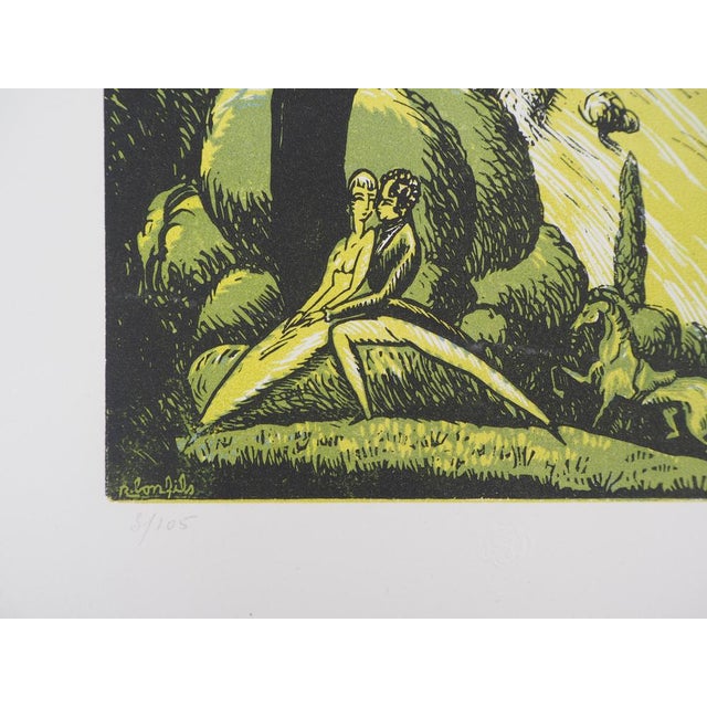 Robert Bonfils, The Oath, 1920, Original Woodcut For Sale - Image 4 of 5