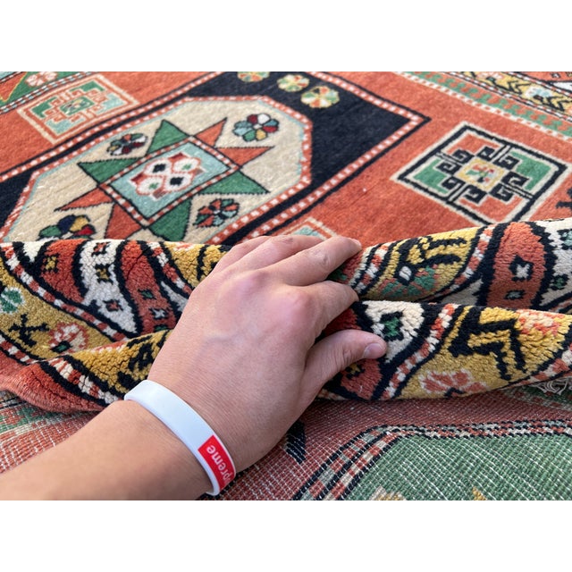 Hand-Knotted Kazak Sevan Star Triple Medallion Tribal Rug - 5'0" X 3'10" For Sale - Image 9 of 12