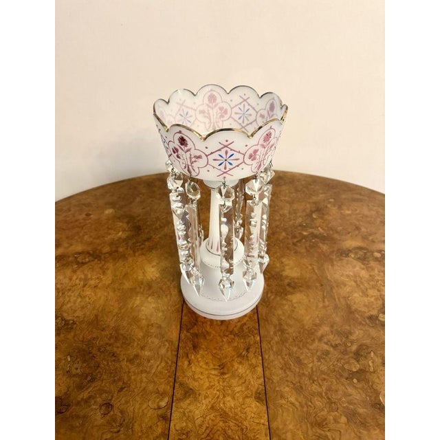 Antique Victorian Glass Lustre and Glass Dome, 1880, Set of 2 For Sale - Image 4 of 10
