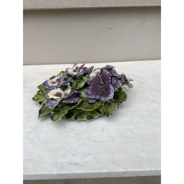 French Country 19th Century French Majolica Pansies Crown Decoration For Sale - Image 3 of 4