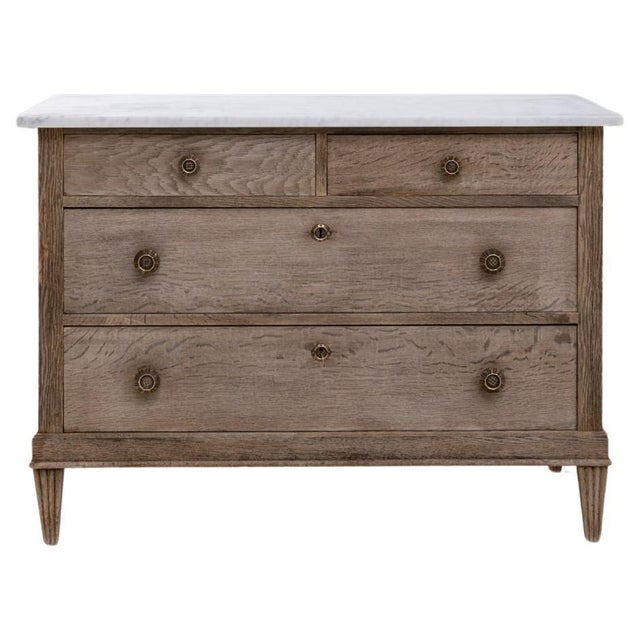 19th Century French Louis XVI Oak Chest of Drawers With Marble Top For Sale - Image 15 of 18