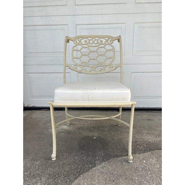 Hollywood Regency Vintage 1960s Hollywood Regency Style Aluminum Cast Patio Chair For Sale - Image 3 of 14