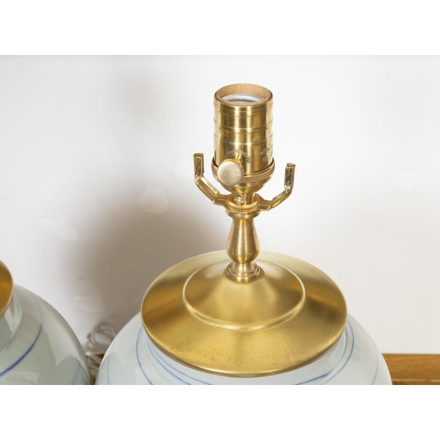 Asian Modern Porcelain Vases Table Lamps - Pair For Sale - Image 9 of 10