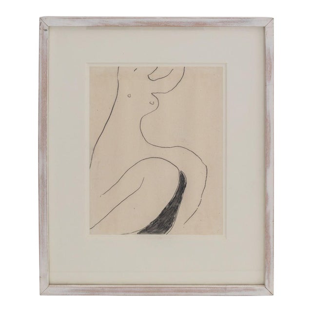 Roger Hilton Seated Female Nude Charcoal on Paper For Sale