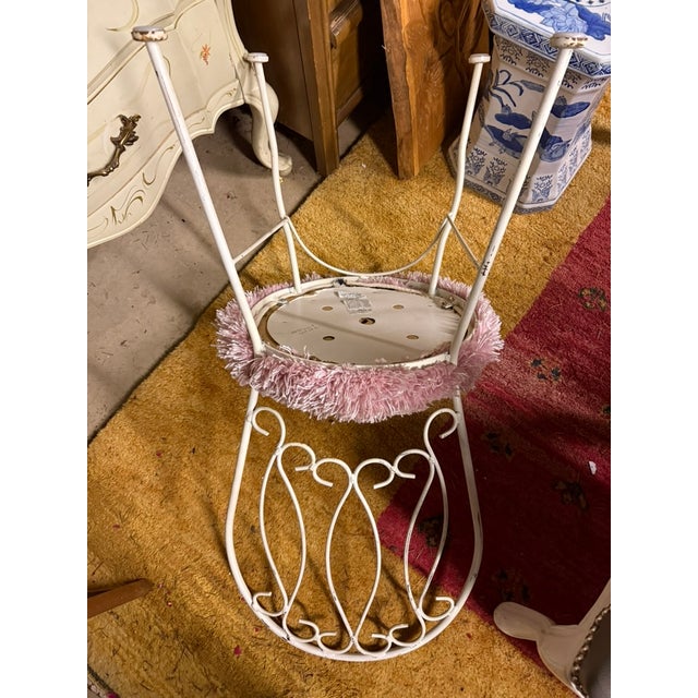 1960s Mid-Century White Iron Vanity Chair For Sale - Image 4 of 9