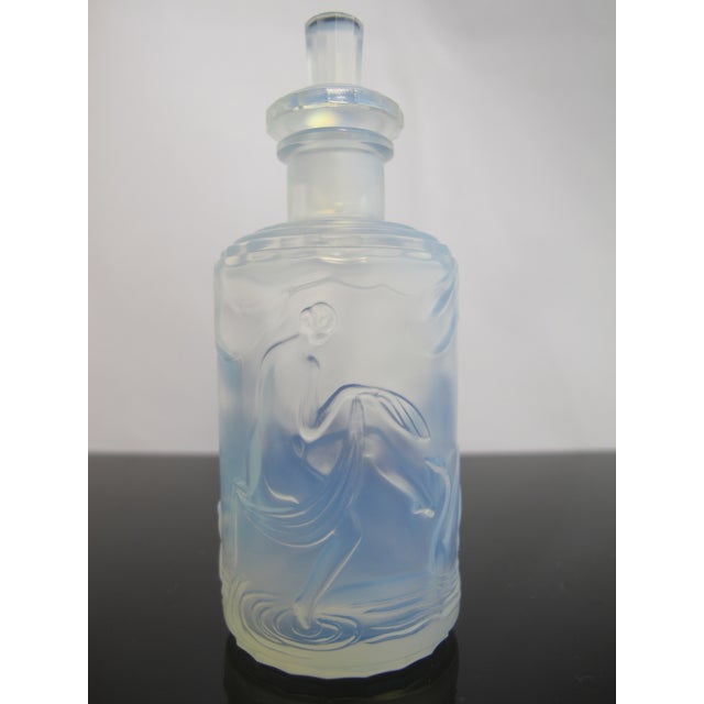 Marius-Ernest Sabino Sabino Blue Opalescent Dancing Nude Nymphs Art Deco Glass Perfume Scent Bottle For Sale - Image 4 of 11