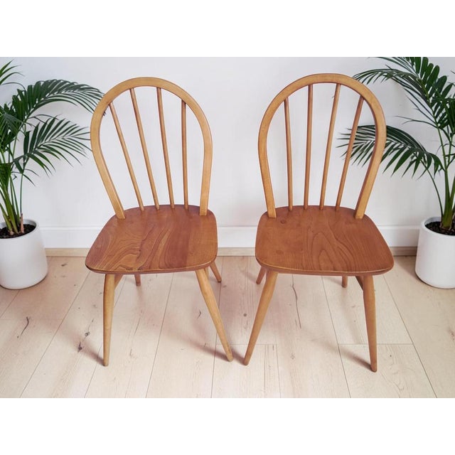 Mid-Century Modern Windsor Dining Chairs in Elm by Lucian Ercolani for Ercol, 1960, Set of 2 For Sale - Image 6 of 14