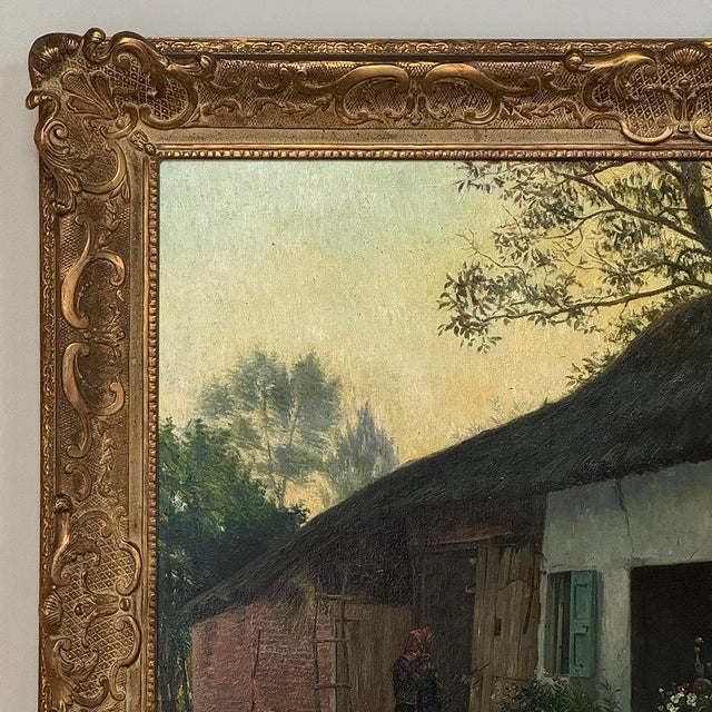 Antique Framed Oil Painting on Canvas by Omer Coppens (1864–1926) For Sale In Dallas - Image 6 of 12