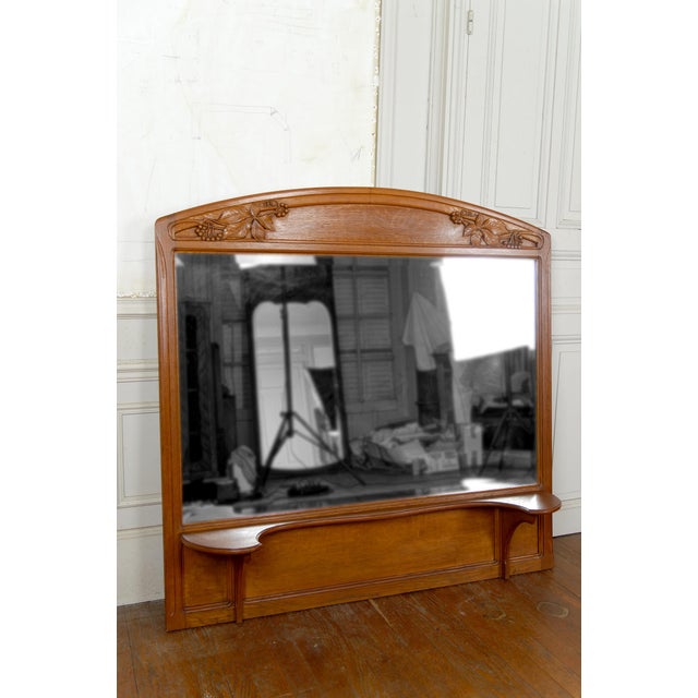 Boho Chic Carved Oak Mirror on the Theme of the Vine attributed to Gauthier-Poinsignon, France, 1910s For Sale - Image 3 of 12