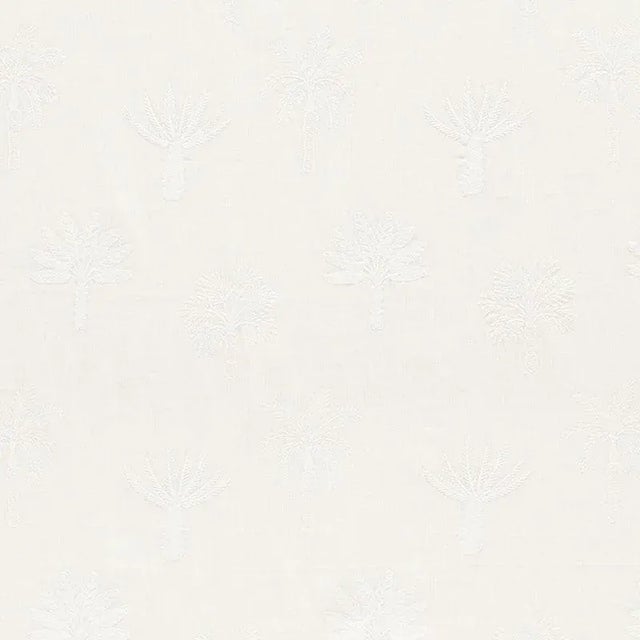 Sample - Schumacher Palmetto Beach Embroidery Fabric in Ivory For Sale