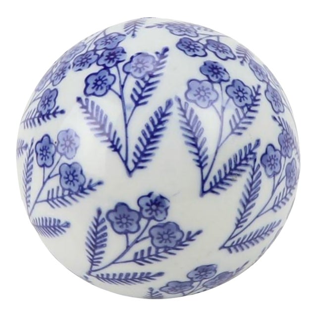 Floral & Leaf Porcelain Ball 5" For Sale