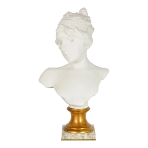 French Parian Porcelain Bust of “Tanagra” After Emmanuel Villanis Ca. 1890