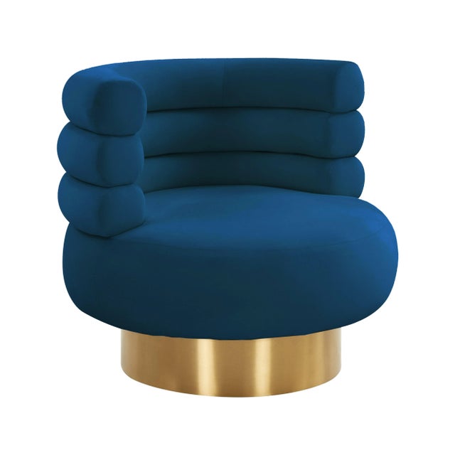 Naomi Navy Velvet Swivel Chair For Sale - Image 9 of 9