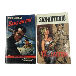 Vintage French Thrillers, Police 1960s - Pair For Sale
