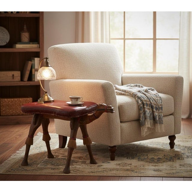 Wood 1980s Mid-Century Hand-Carved Egyptian Camel Saddle Stool For Sale - Image 7 of 9