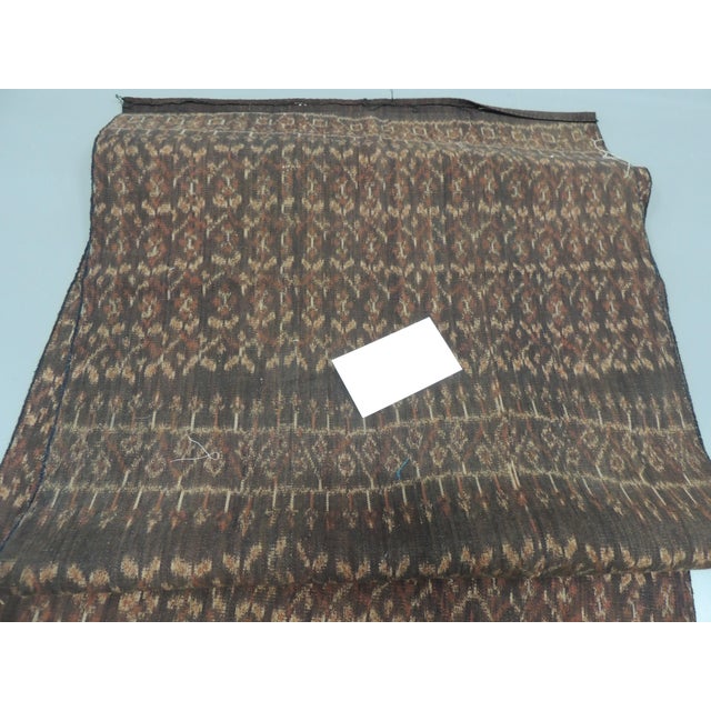 Textile Vintage Brown and Tan Woven Cotton Ikat Textile For Sale - Image 7 of 11