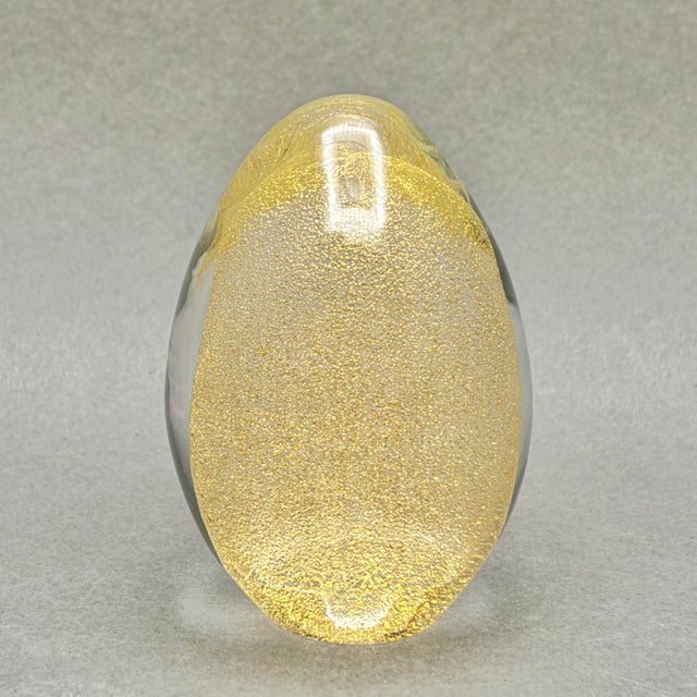 Vintage Murano Italy Gold Aventurine Art Glass Paperweight For Sale - Image 4 of 9