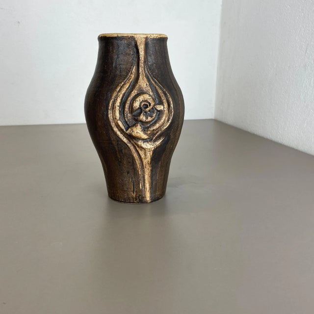 Brutalist Brutalist Abstract Studio Pottery Vase from Gerhard Liebenthron, Germany, 1980s For Sale - Image 3 of 18