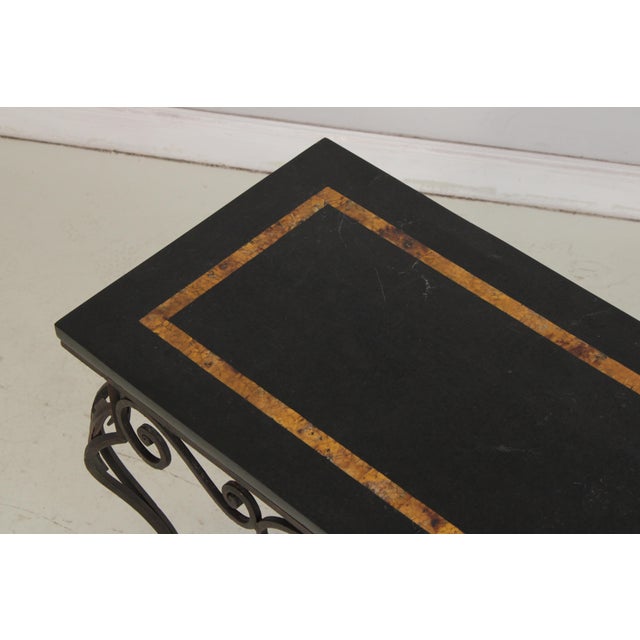 1970s Wrought Iron Base Marble Top Console Table For Sale - Image 5 of 16