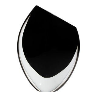 Hand Blown Murano Vase in Onyx Black Small For Sale