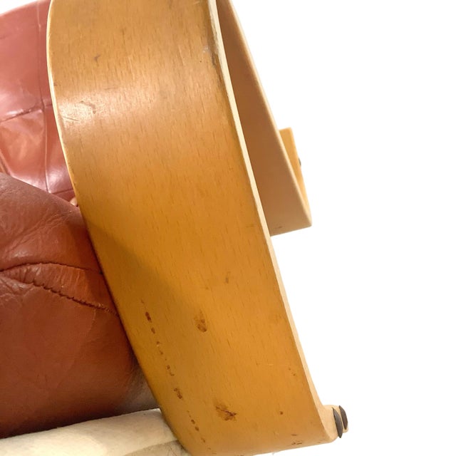 Mid-Century Style Tufted Upholstery and Bentwood Swivel Lounge Chair For Sale - Image 12 of 17