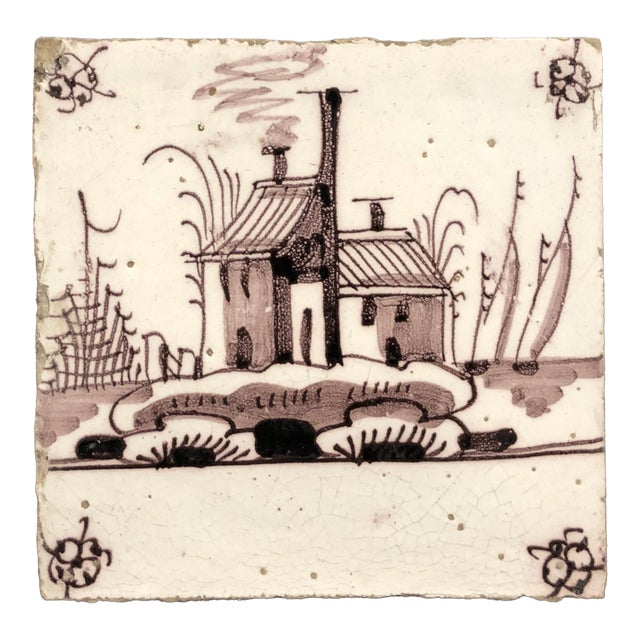 Dutch Antique Landscape Tile For Sale
