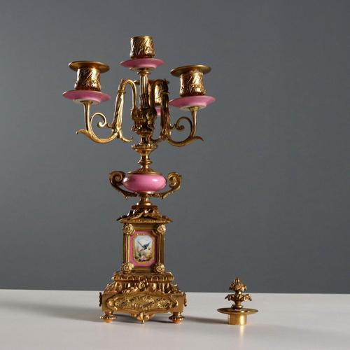 Triptych Clock in Gilded Bronze and Porcelain For Sale - Image 14 of 16