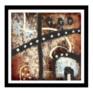Neutral & Grungy Polyptych Grid 7 - #7 - 8x8 Abstract Painting Reproduction by Susan Olivio For Sale