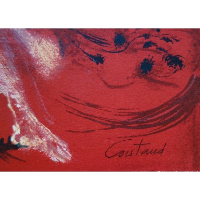 Abstract Lucien Coutaud Signed Lithograph Figure De L’aire Rouge 1972 For Sale - Image 3 of 3