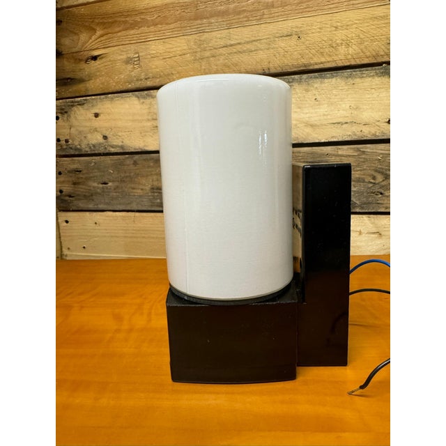 Black Czech Bakelite and Opaline Bathroom Wall Light, 1970s For Sale - Image 8 of 11