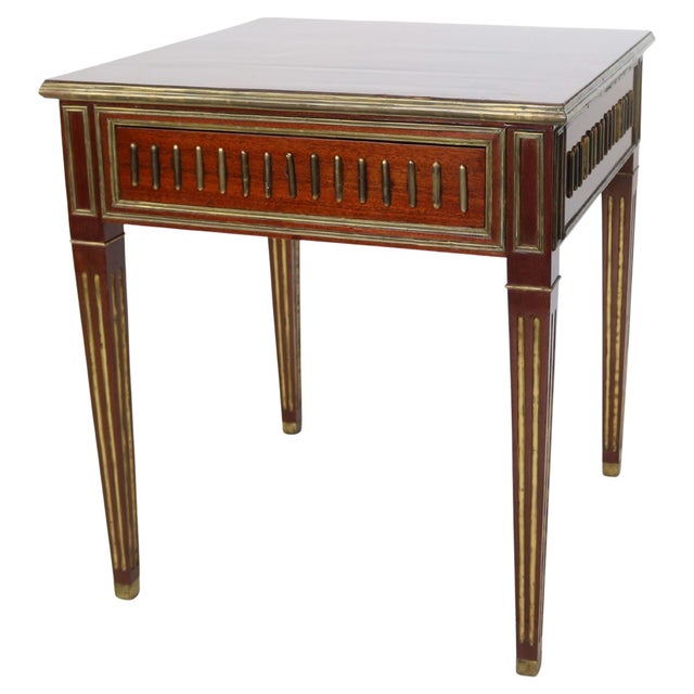 Wood 20th Century Neoclassical-style Mahogany Brass Table For Sale - Image 7 of 9