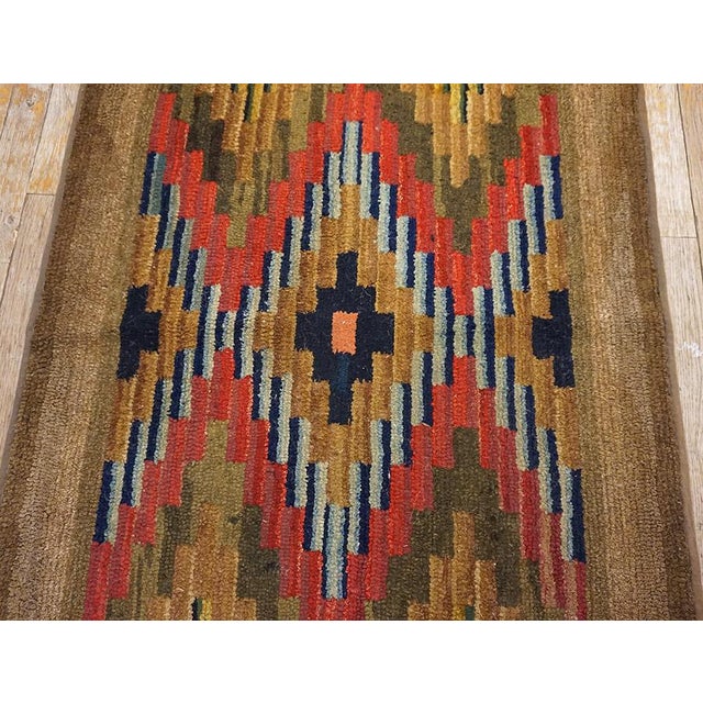Textile Marvelous Brown Color With Eminent Symmetrical Design Antique American Hooked Rug For Sale - Image 7 of 11
