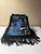Mid-Century Modern Regal Sapphire Blue Zebra Velvet Lamp Shade With Black Trim & Rayon Fringe For Sale - Image 3 of 7