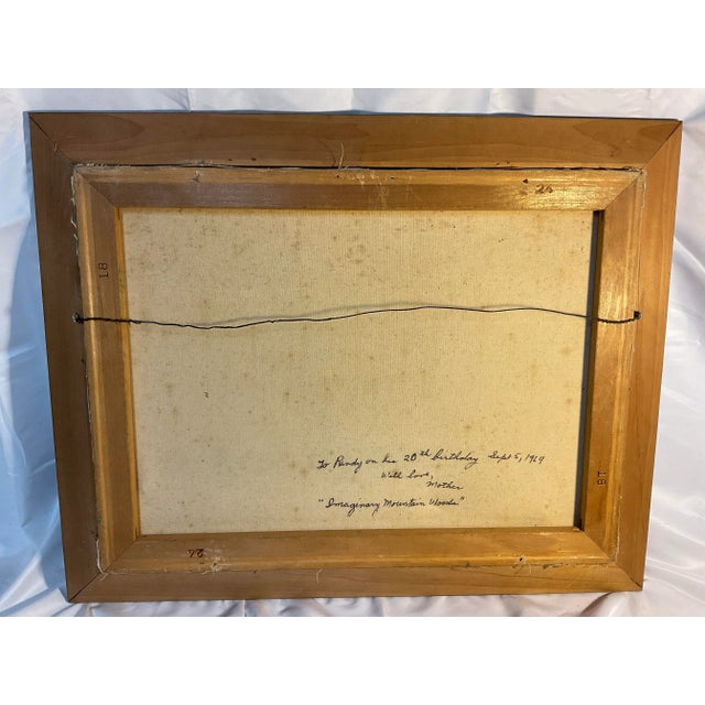 1960s Impressionist Landscape Oil Painting "Imaginary Mountain Woods" by Jenkins For Sale - Image 4 of 7