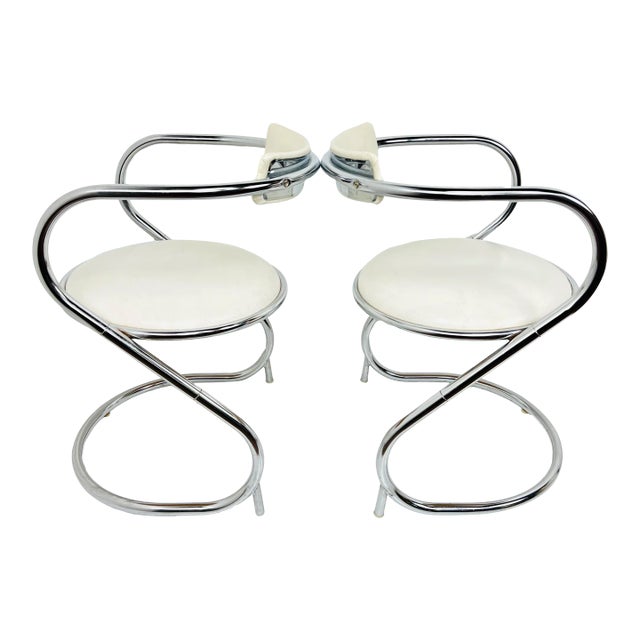 1970s Pair of Midcentury Chrome Cantilever Chairs For Sale