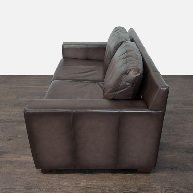 Pottery Barn Pottery Barn Brown Leather Loveseat - Modern and Comfortable For Sale - Image 4 of 7