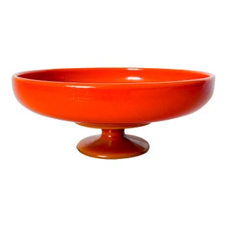 Antique Northwood Glass Chinese Coral Footed Pedestal Candy Bowl For Sale