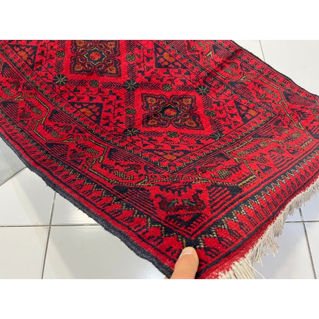 Extra-Long Red and Navy Tribal Medallion Runner Rug, 2'7" X 19'1" For Sale - Image 12 of 16