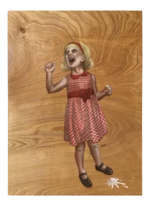 Painting on Board of Girl Dropping Ice Cream