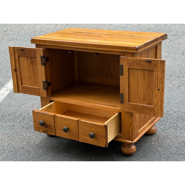 1990s Broyhill “Attic Heirloom” Rustic Oak Nightstand For Sale - Image 5 of 12
