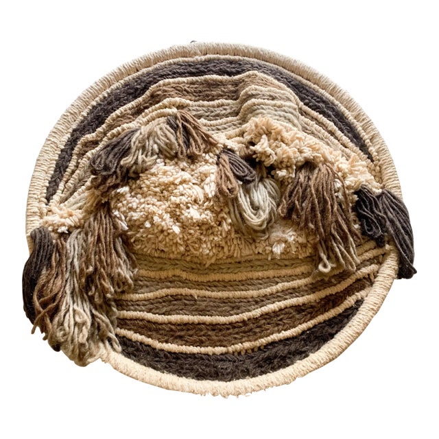 Vintage Brown Mid Century Modern Handmade Wall Art Hanging Sculptural For Sale