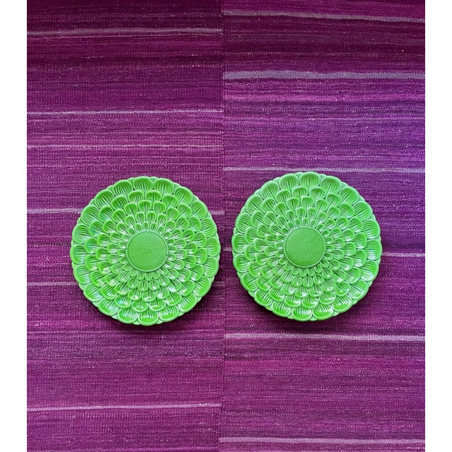 1960s Large Italian Majolica Green Plates- a Pair For Sale - Image 9 of 9
