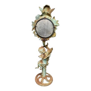 Antique Cast Iron Cherub Mirror Victorian Art Nouveau Garden Hall Stand For Sale