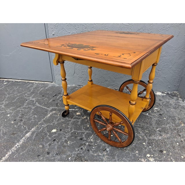 1940's Traditional Style Rolling Trolley Dry Bar Cart by Heywood Wakefield For Sale - Image 12 of 12